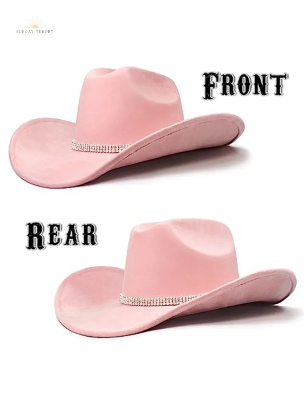 Vegan Suede Cowgirl Hat with Rhinestone Band, Shapeable Wide Brim